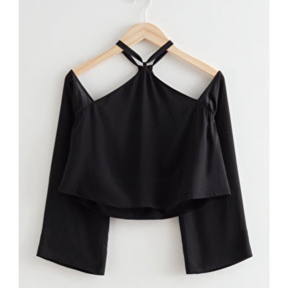 NWT Black Halter Off The Shoulder Top